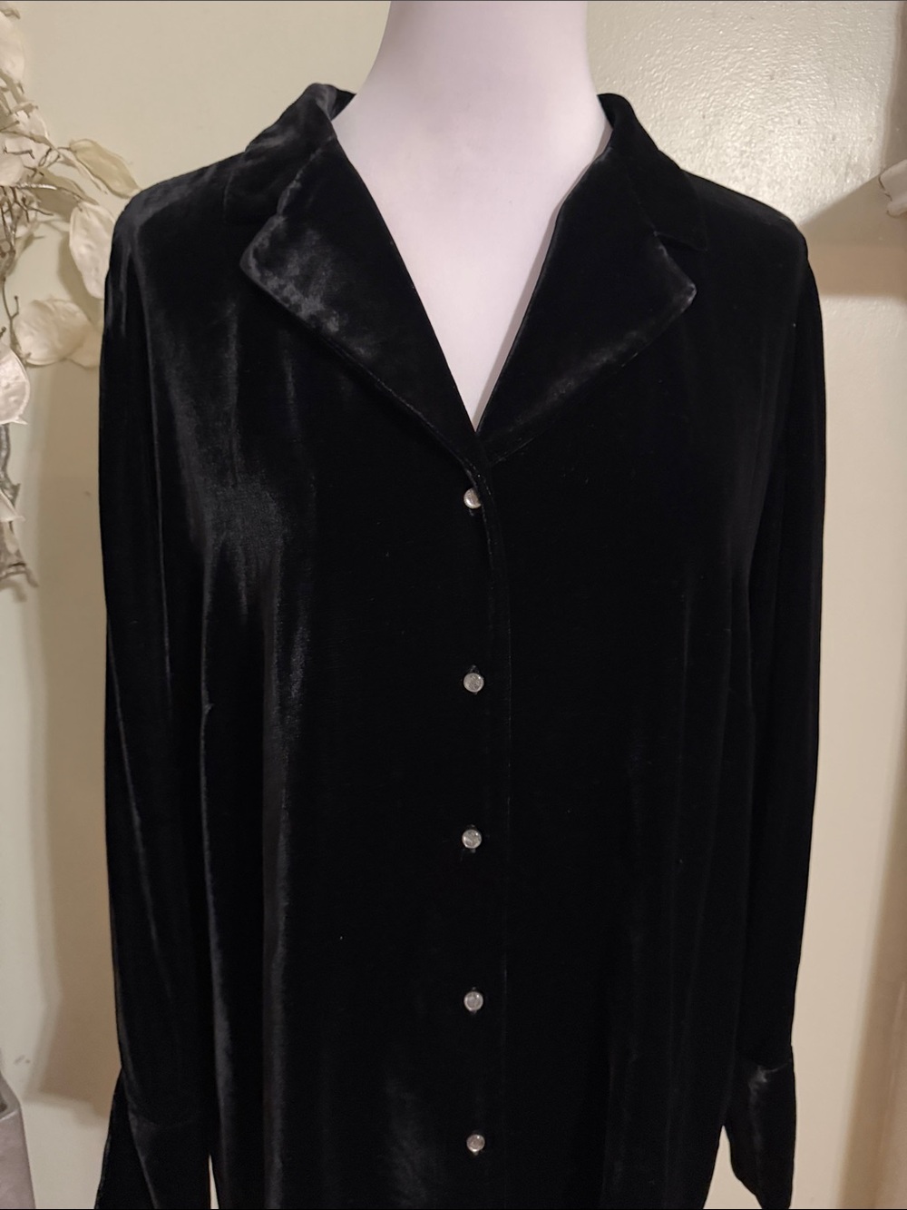 Ralph Lauren Black Velvet Button-Down Shirt Size 20W - Picture 2 of 6